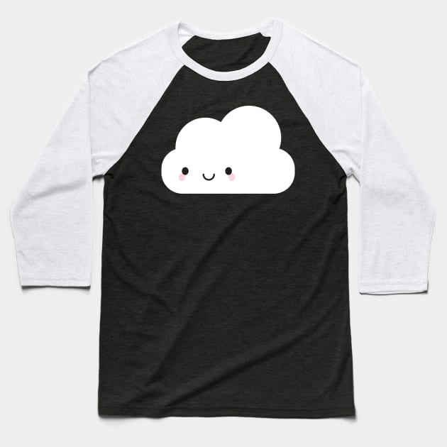 Happy Kawaii Cloud Baseball T-Shirt by marcelinesmith